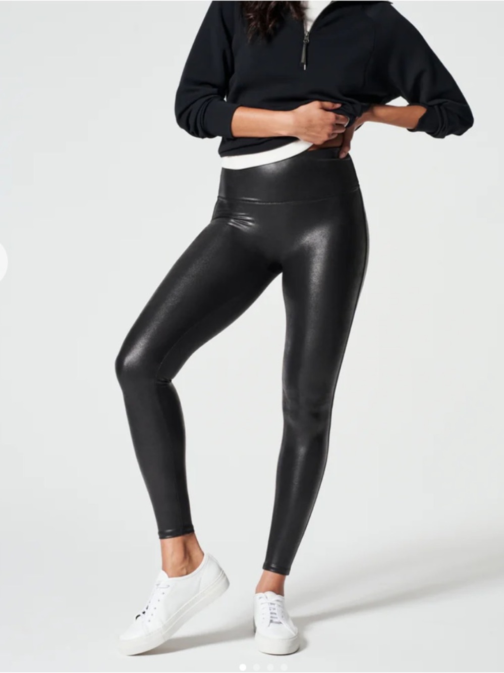 SPANX Black Faux-Leather High-Rise Leggings